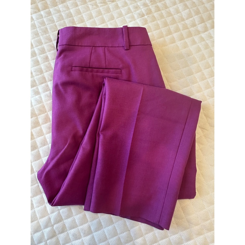 J.Crew Skimmer Pants City Fit Berry Purple Wool Blend Cropped Trousers Size 8